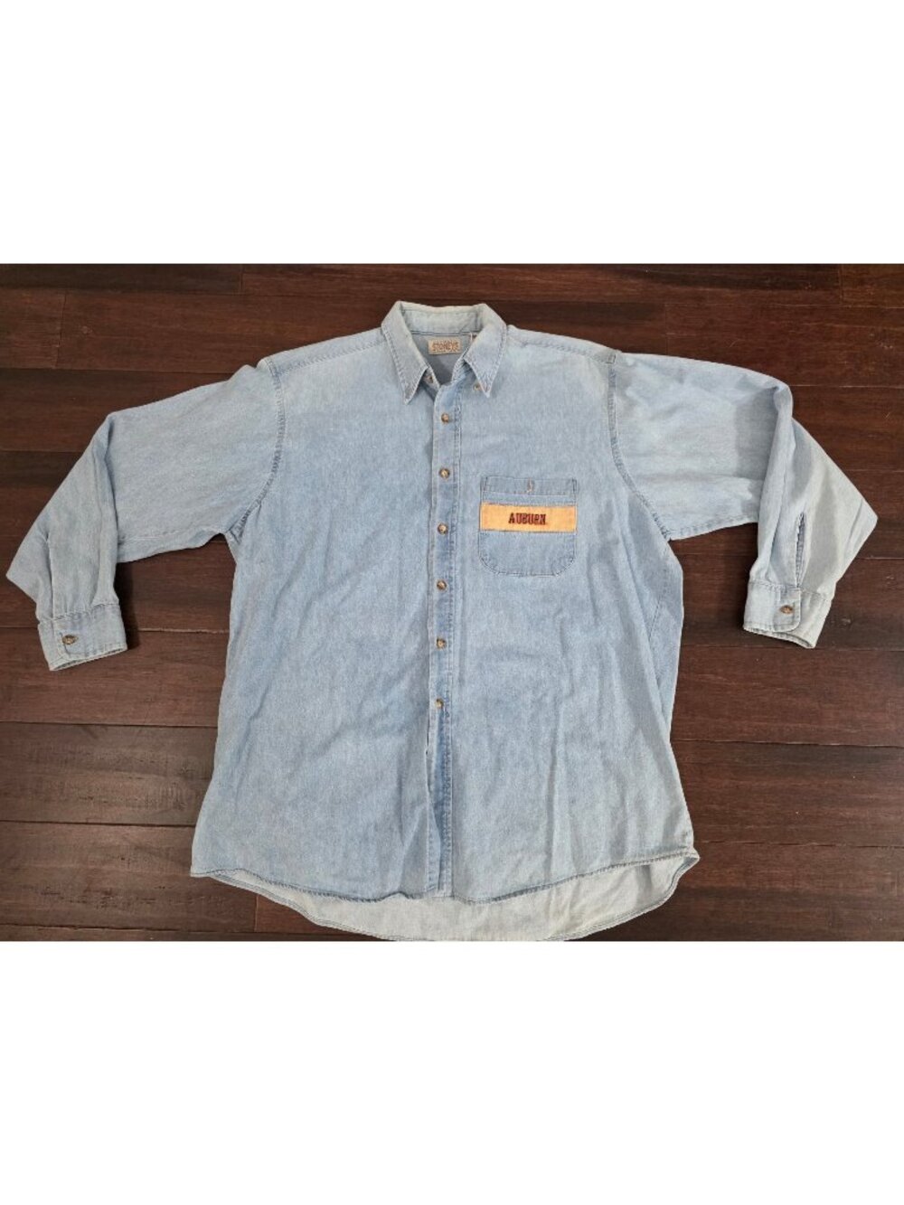 Vintage Auburn Tigers Denim Button Down LS Shirt Mens XL Stoneys American